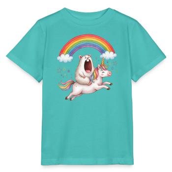 Schreiender Hamster reitet Einhorn Regenbogen - Stanley/Stella Kinder T-Shirt MINI CREATOR  - Poolblau - Vorne