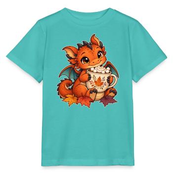 Herbstdrache mit Kakao - Stanley/Stella Kinder T-Shirt MINI CREATOR  - Poolblau - Vorne