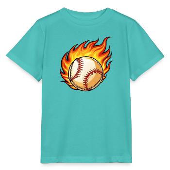 Flaming BaseBall - Stanley/Stella Kinder T-Shirt MINI CREATOR  - Poolblau - Vorne