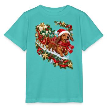 Dackel Weihnachtsgeschenkschlitten - Stanley/Stella Kinder T-Shirt MINI CREATOR  - Poolblau - Vorne