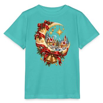 Weihnachtsmonddorf und Sterne - Stanley/Stella Kinder T-Shirt MINI CREATOR  - Poolblau - Vorne