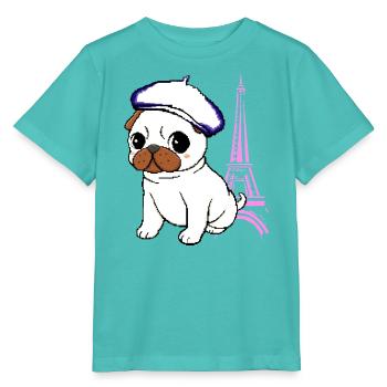 Paris Mops - Stanley/Stella Kinder T-Shirt MINI CREATOR  - Poolblau - Vorne