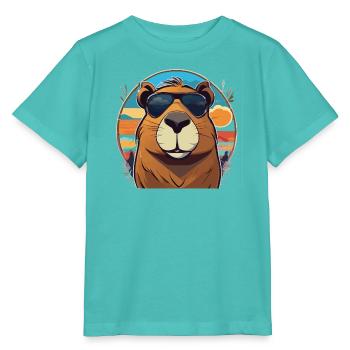 Kapybara mit Brille - Stanley/Stella Kinder T-Shirt MINI CREATOR  - Poolblau - Vorne