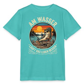 Fisch beim Angeln - Stanley/Stella Kinder T-Shirt MINI CREATOR  - Poolblau - Vorne