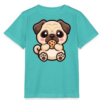 Mops Hund Keks Cartoon Kawaii Süßigkeit - Stanley/Stella Kinder T-Shirt MINI CREATOR  - Poolblau - Vorne