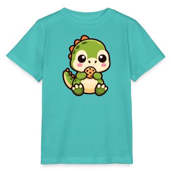 Süßer T-Rex Dinosaurier Cartoon Chibi Keks - Stanley/Stella Kinder T-Shirt MINI CREATOR  - Poolblau - Vorne
