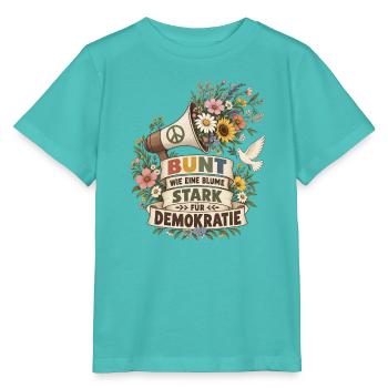 Bunt wie eine Blume für Demokratie - Stanley/Stella Kinder T-Shirt MINI CREATOR  - Poolblau - Vorne