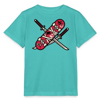 Skateboard Katana Wappen Logo - Stanley/Stella Kinder T-Shirt MINI CREATOR  - Poolblau - Vorne