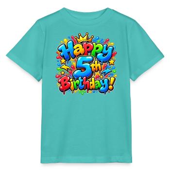 Herzlichen Glückwunsch zum 5. Geburtstag Graffiti: Epische Straßenparty! - Stanley/Stella Kinder T-Shirt MINI CREATOR  - Poolblau - Vorne