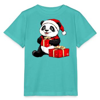 Pandas Weihnachten - Stanley/Stella Kinder T-Shirt MINI CREATOR  - Poolblau - Vorne