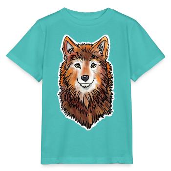 Wolfskopf (Braunes Fell) - Stanley/Stella Kinder T-Shirt MINI CREATOR  - Poolblau - Vorne