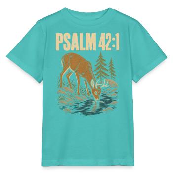 Psalm 42 1 Hirsch am Wasser Bibelvers Christlich - Stanley/Stella Kinder T-Shirt MINI CREATOR  - Poolblau - Vorne
