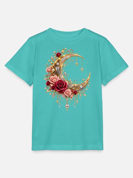 Goldener Mond mit Rosen - Stanley/Stella Kinder T-Shirt MINI CREATOR - Poolblau