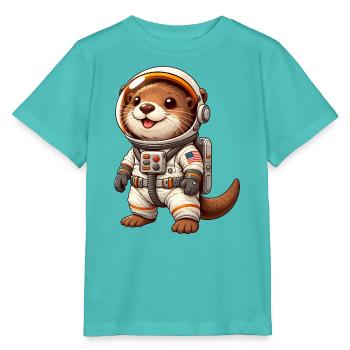 Otter Astronaut im Weltraum Cartoon - Stanley/Stella Kinder T-Shirt MINI CREATOR  - Poolblau - Vorne