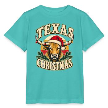 Texas Christmas Longhorn Santa - Stanley/Stella Kinder T-Shirt MINI CREATOR  - Poolblau - Vorne