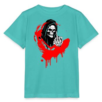 Rebellenschädel Illustration mit Mittelfinger - Stanley/Stella Kinder T-Shirt MINI CREATOR  - Poolblau - Vorne