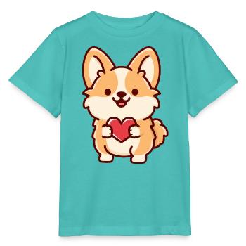 Süßer Corgi mit Herz - Stanley/Stella Kinder T-Shirt MINI CREATOR  - Poolblau - Vorne