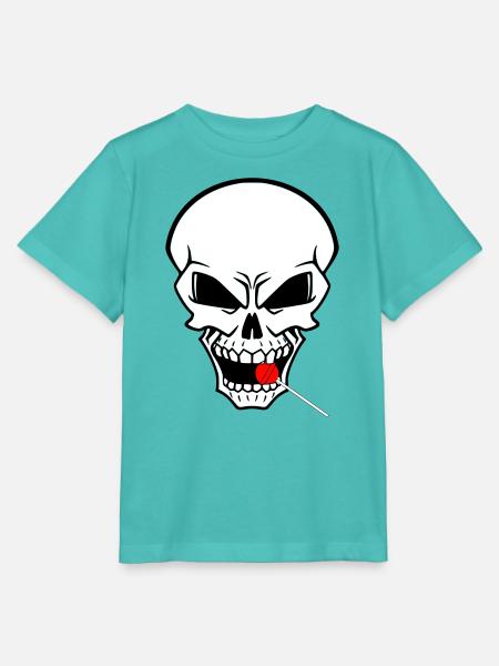 Rebellenschädel mit rotem Lutscher - Stanley/Stella Kinder T-Shirt MINI CREATOR - Poolblau