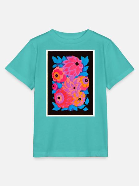 Rosa Art-Déco-Strauß - Stanley/Stella Kinder T-Shirt MINI CREATOR - Poolblau
