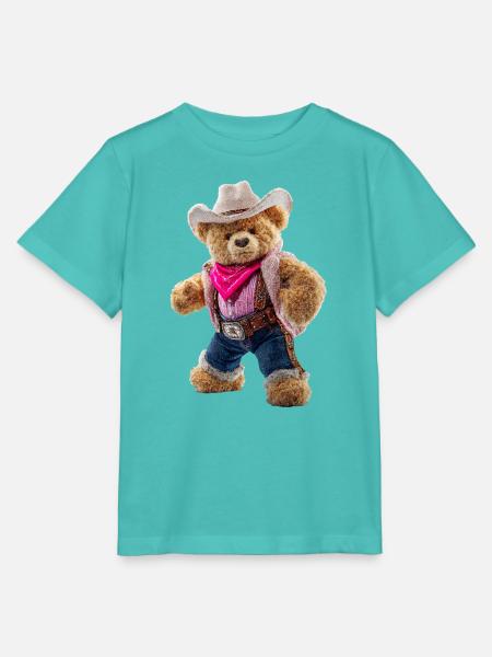 Cowboy Bär Kuschelheld - Stanley/Stella Kinder T-Shirt MINI CREATOR  - Poolblau