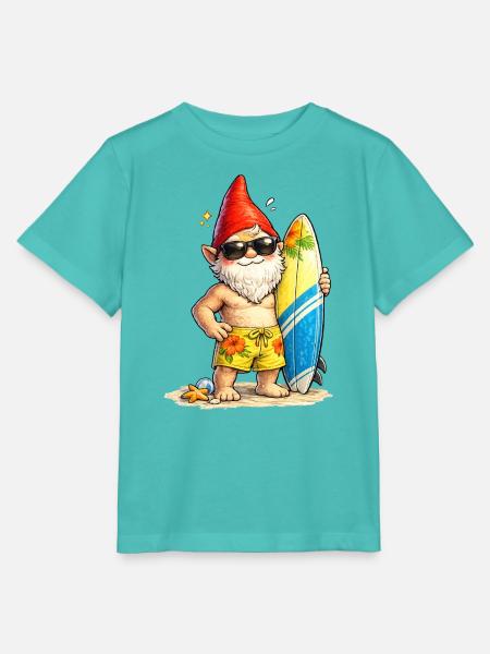 Cooler Gartenzwerg mit Surfbrett - Stanley/Stella Kinder T-Shirt MINI CREATOR - Poolblau