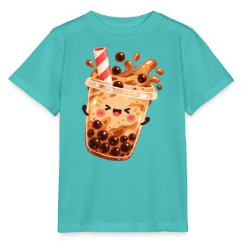 Kawaii Bubble Tea Becher - Stanley/Stella Kinder T-Shirt MINI CREATOR  - Poolblau - Vorne