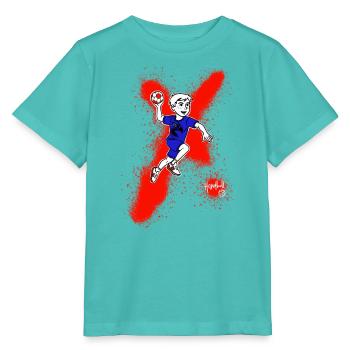 Handball Junge im Sprung - Stanley/Stella Kinder T-Shirt MINI CREATOR  - Poolblau - Vorne