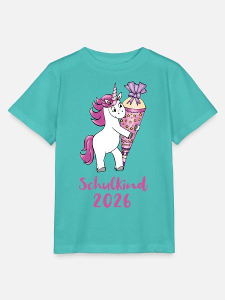 Einhorn mit Zuckertüte Einschulung Schulkind 2026 - Stanley/Stella Kinder T-Shirt MINI CREATOR  - Poolblau