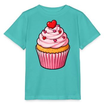 Herz Cupcake Lieblich - Stanley/Stella Kinder T-Shirt MINI CREATOR  - Poolblau - Vorne