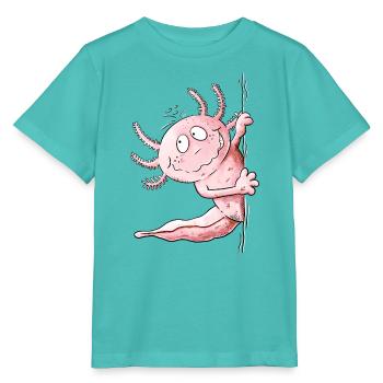 Lustiger Axolotl um die Ecke | Amphibie Geschenk - Stanley/Stella Kinder T-Shirt MINI CREATOR  - Poolblau - Vorne