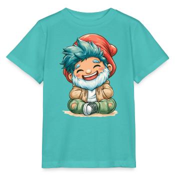 Fröhlicher Blauhaar-Gnom - Stanley/Stella Kinder T-Shirt MINI CREATOR  - Poolblau - Vorne