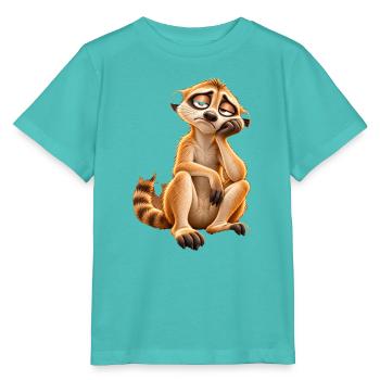 Müdes Cartoon-Erdmännchen - Stanley/Stella Kinder T-Shirt MINI CREATOR  - Poolblau - Vorne