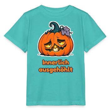 Innerlich ausgehöhlt – Müde Kürbislaterne - Stanley/Stella Kinder T-Shirt MINI CREATOR  - Poolblau - Vorne