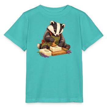 Dachs prägt handgemachte Seife - Stanley/Stella Kinder T-Shirt MINI CREATOR  - Poolblau - Vorne