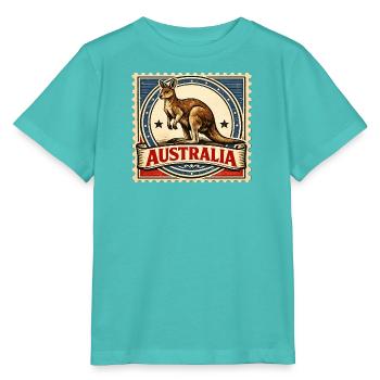 Timbre vintage Kangaroo Australie - T-shirt bio MINI CREATOR Stanley/Stella Enfant - bleu piscine - Devant