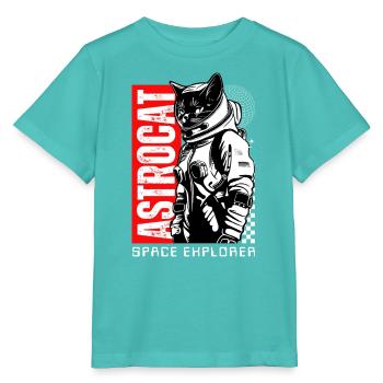 Space Cat Astronaut Astrocat - Stanley/Stella Kinder T-Shirt MINI CREATOR  - Poolblau - Vorne