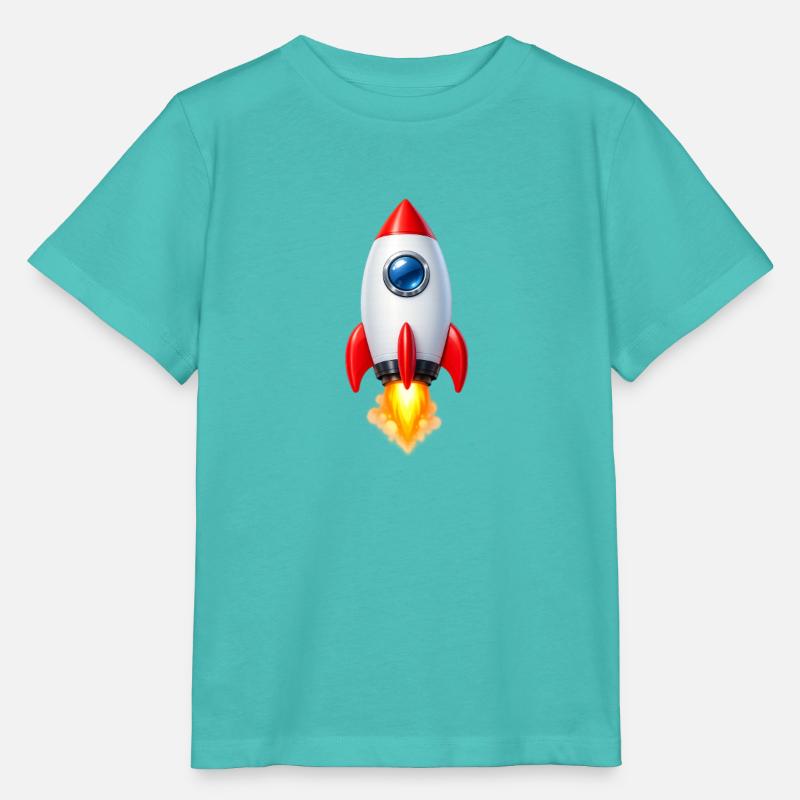 Design rétro Rocket joyeux - T-shirt bio MINI CREATOR Stanley/Stella Enfant - bleu piscine