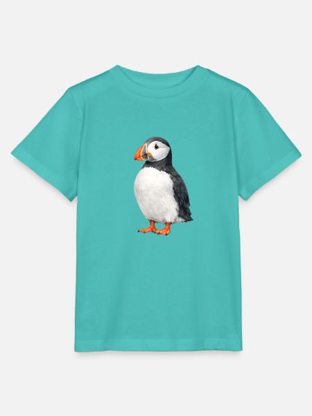 Puffin Wasserfarben Illustration - Stanley/Stella Kinder T-Shirt MINI CREATOR - Poolblau