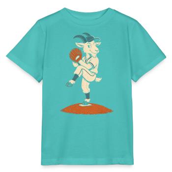 Baseball Pitcher Ziege auf dem Hügel Ballspieler - Stanley/Stella Kinder T-Shirt MINI CREATOR  - Poolblau - Vorne