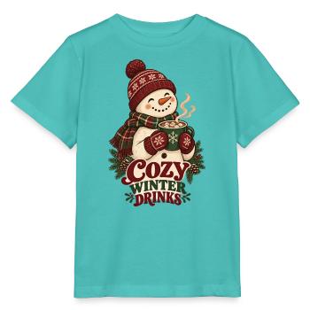Cozy Winter Drinks Schneemann - Stanley/Stella Kinder T-Shirt MINI CREATOR  - Poolblau - Vorne