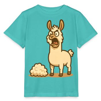 Humorvolle Lama Illustration  - Stanley/Stella Kinder T-Shirt MINI CREATOR  - Poolblau - Vorne