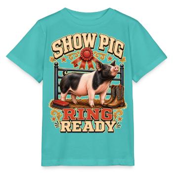 BAGUE DE COCHON DE CONCOURS PRÊTE - T-shirt bio MINI CREATOR Stanley/Stella Enfant - bleu piscine - Devant