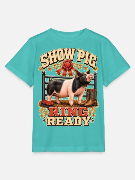 SHOW PIG RING READY - Stanley/Stella Kinder T-Shirt MINI CREATOR  - Poolblau