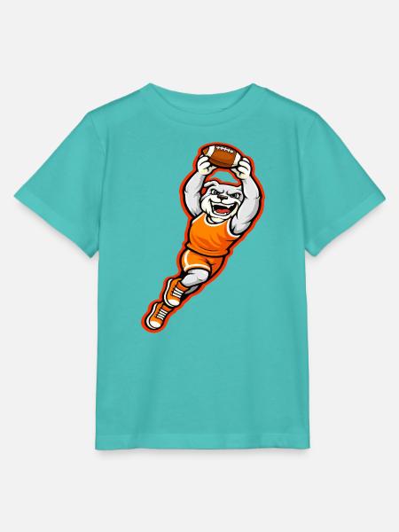 Bulldog Football Touchdown-Maskottchen - Stanley/Stella Kinder T-Shirt MINI CREATOR  - Poolblau