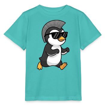 Pinguin Punk Irokese Sonnenbrille Cartoon - Stanley/Stella Kinder T-Shirt MINI CREATOR  - Poolblau - Vorne