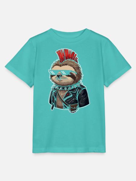 Punk-Sloth im Lederlook - Stanley/Stella Kinder T-Shirt MINI CREATOR  - Poolblau