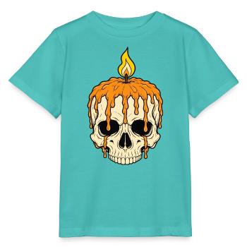 Totenkopf Kerze Flamme Gothic Skull Vektor Shirt - Stanley/Stella Kinder T-Shirt MINI CREATOR  - Poolblau - Vorne