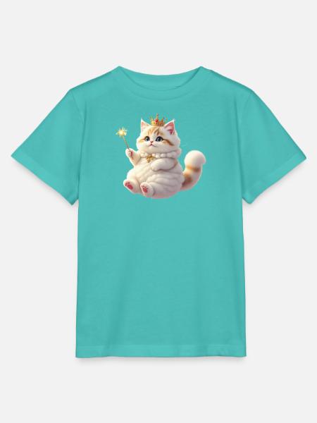 Pelzige Fantasiekatze - Stanley/Stella Kinder T-Shirt MINI CREATOR - Poolblau