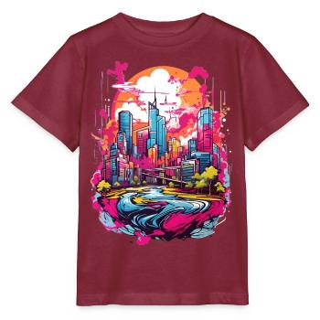 Paysage urbain - T-shirt bio MINI CREATOR Stanley/Stella Enfant - bordeaux - Devant - Kain (125cm)