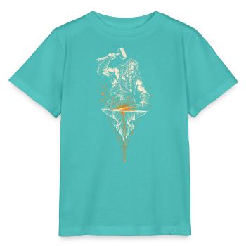 Der Schmied am Amboss – Nordischer Linolschnitt - Stanley/Stella Kinder T-Shirt MINI CREATOR  - Poolblau - Vorne